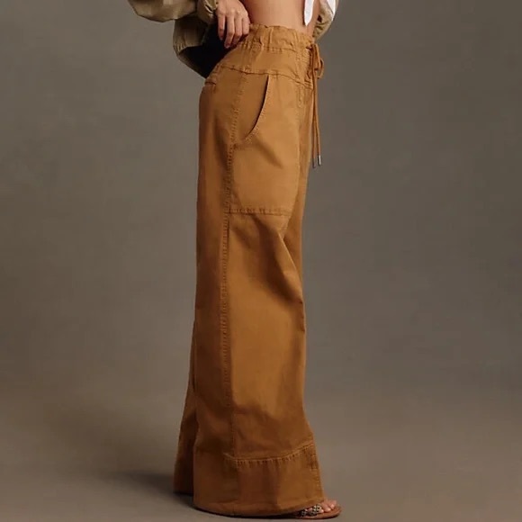 NWT Anthropologie Maeve Brown Wide-Leg Utility Pants - Picture 5 of 10